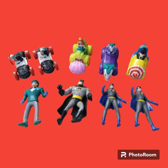 VTG MCDONALD'S - 90's BATMAN ANIMATED SERIES - FIGURES AND VEHICLES 9 Figures - Picture 1 of 6
